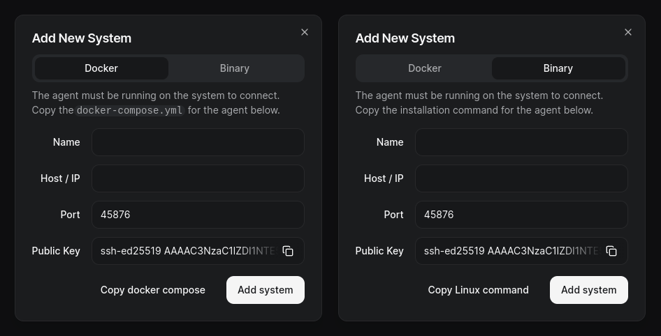 Add system dialog